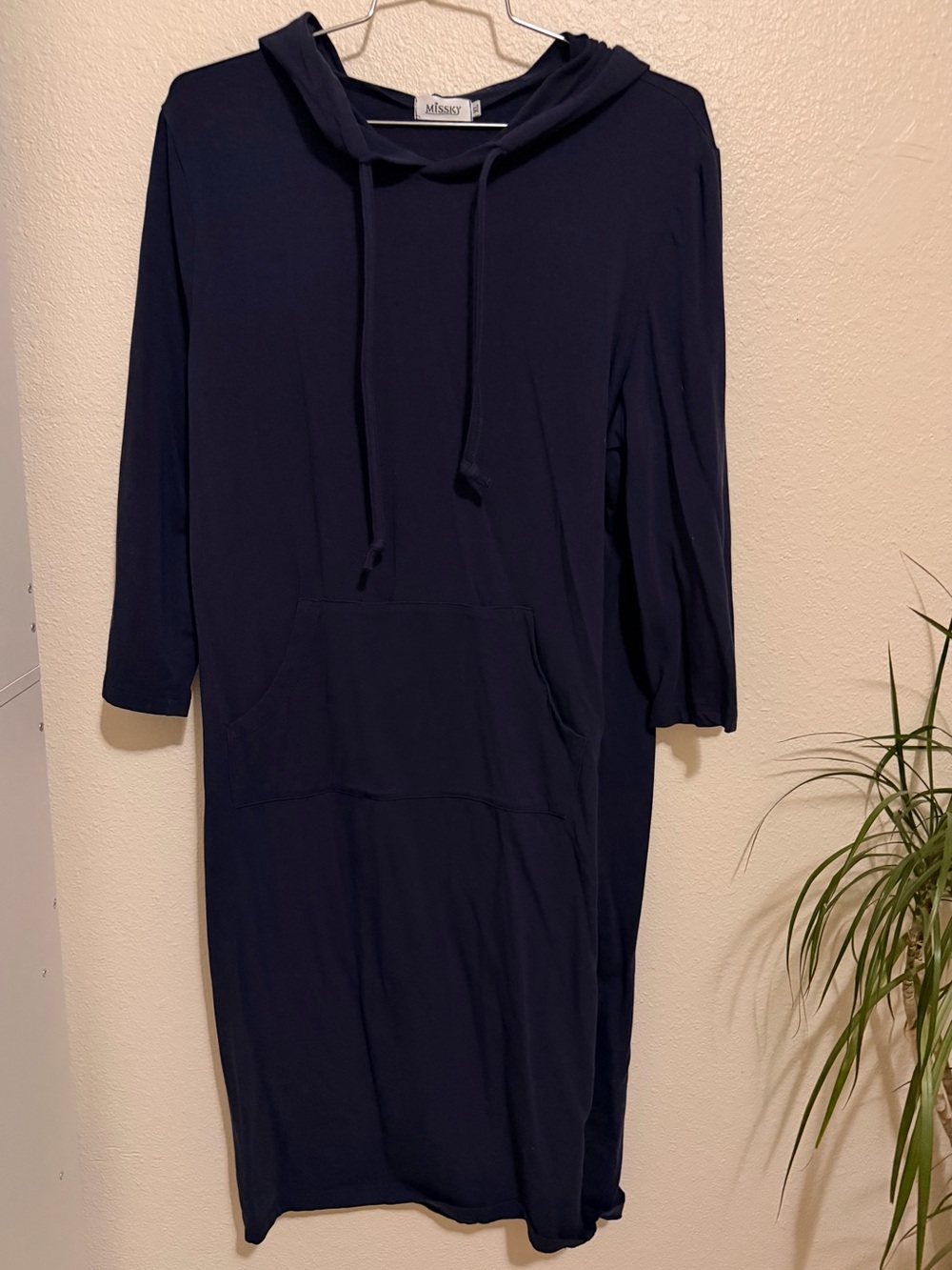 Missby Navy Long-Sleeve Hooded Pocket Dress